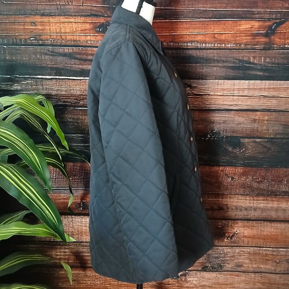 Orvis Quilted Jacket Size M Diamond Chore Coat Lined Button Front Black - Picture 7 of 11